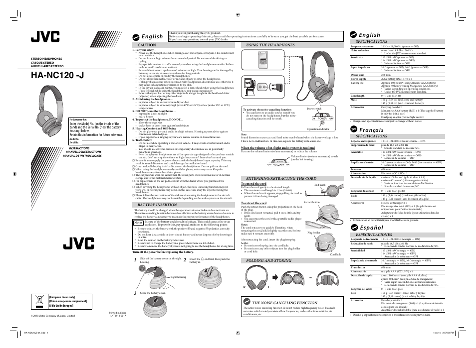 JVC LNT0118-001A User Manual | 2 pages