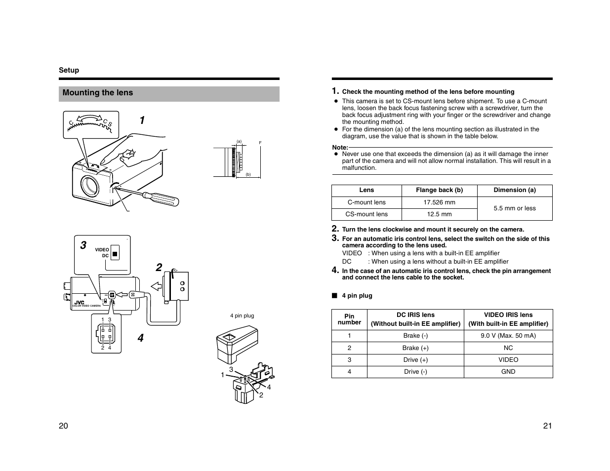 Video dc | JVC TK-C1530U User Manual | Page 11 / 35