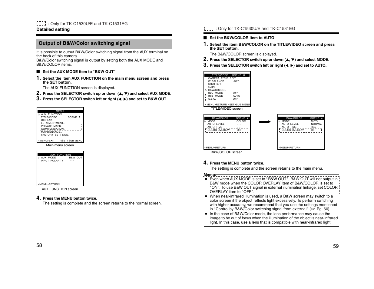 Output of b&w/color switching signal | JVC TK-C1530U User Manual | Page 30 / 35
