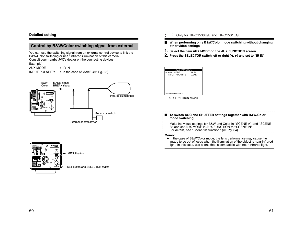 Class 2 only(u type) isolated power only(e type), Detailed setting | JVC TK-C1530U User Manual | Page 31 / 35