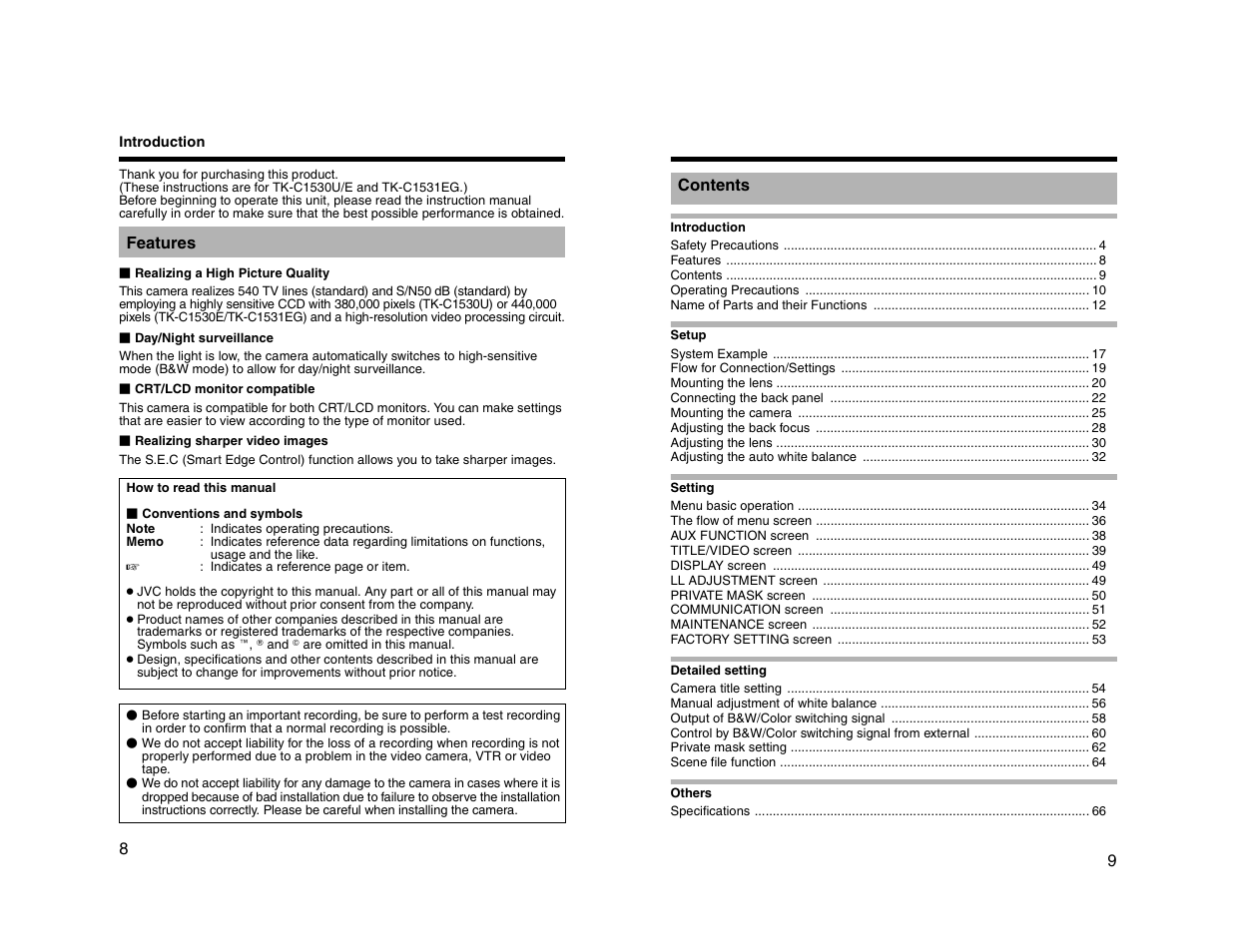 JVC TK-C1530U User Manual | Page 5 / 35