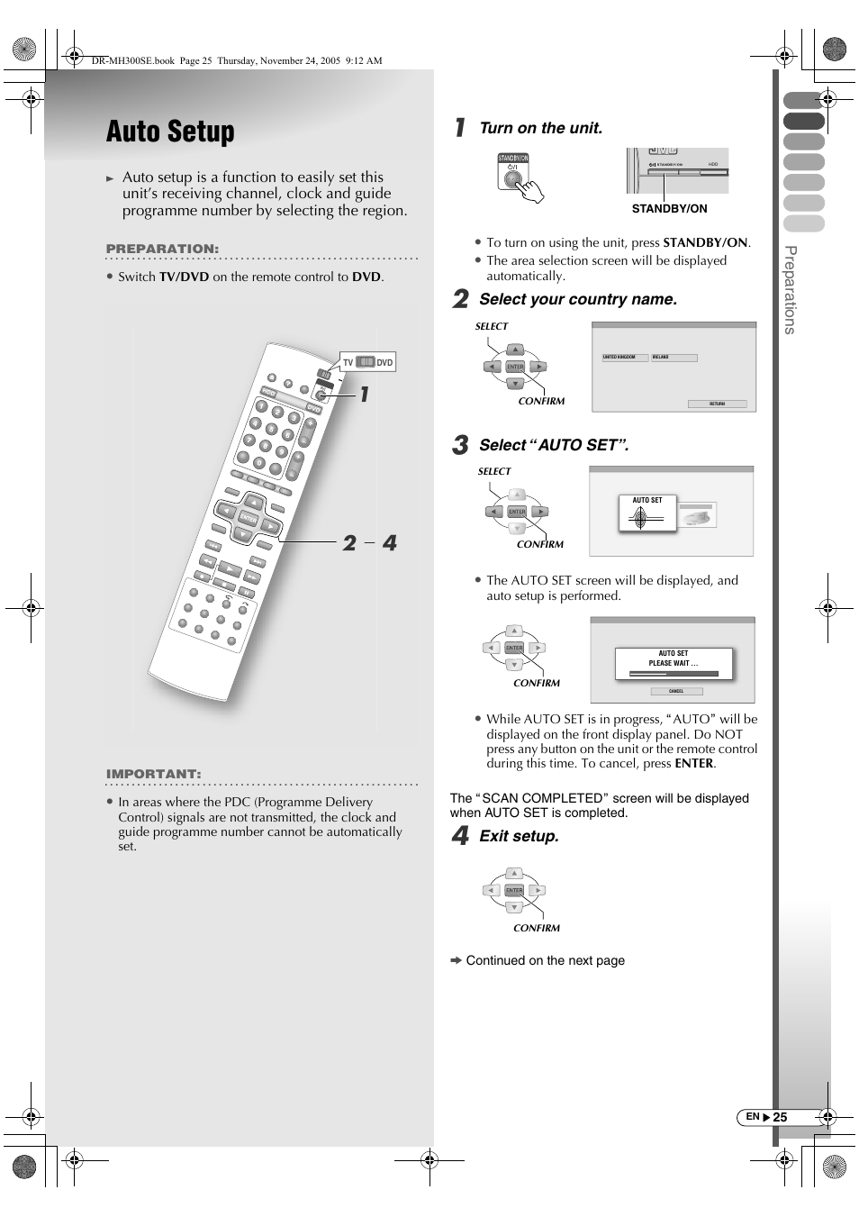 Auto setup, B- d a | JVC DR-MH300BEK User Manual | Page 25 / 116