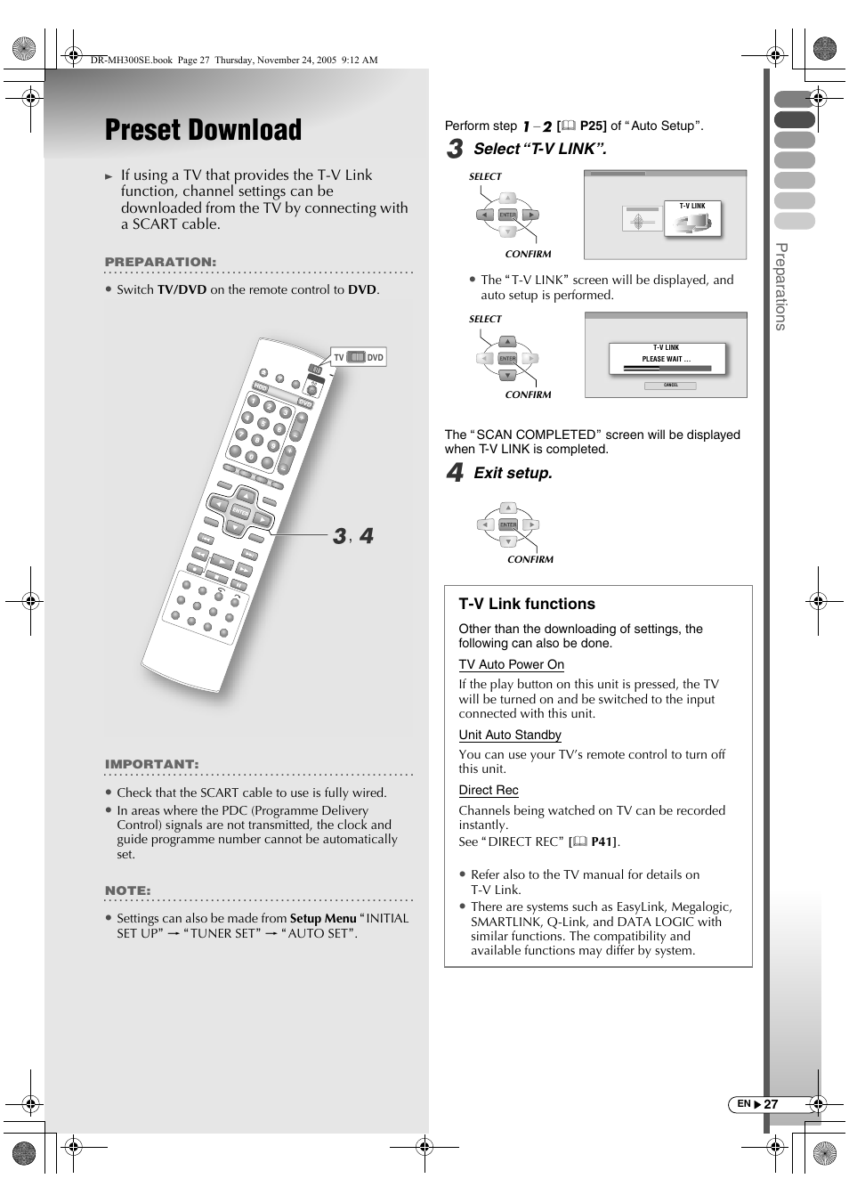 Preset download, C, d | JVC DR-MH300BEK User Manual | Page 27 / 116