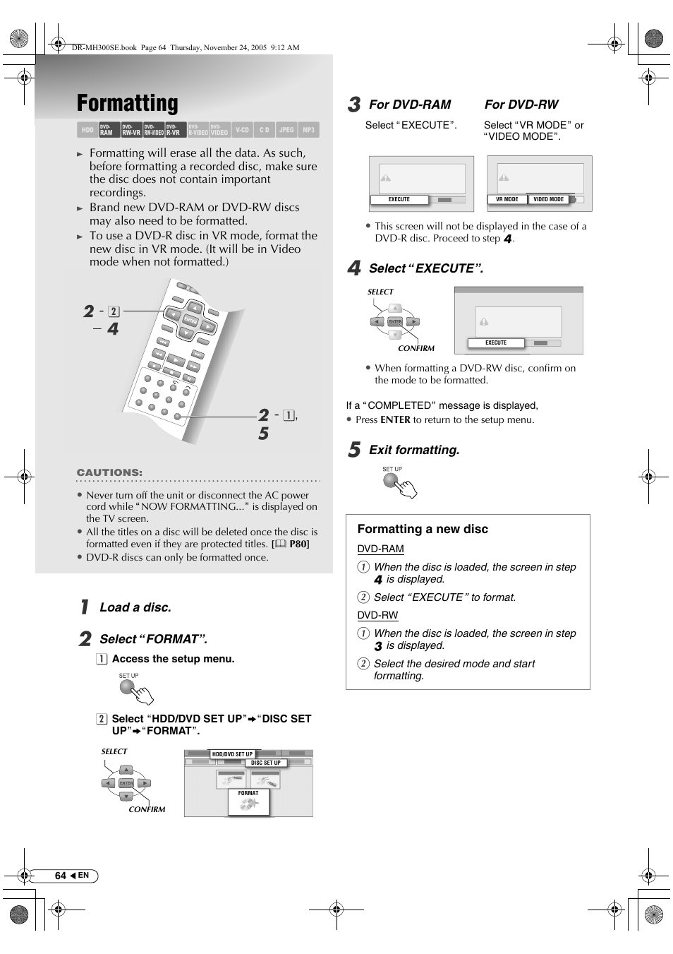 Formatting, Abcde fghijk | JVC DR-MH300BEK User Manual | Page 64 / 116