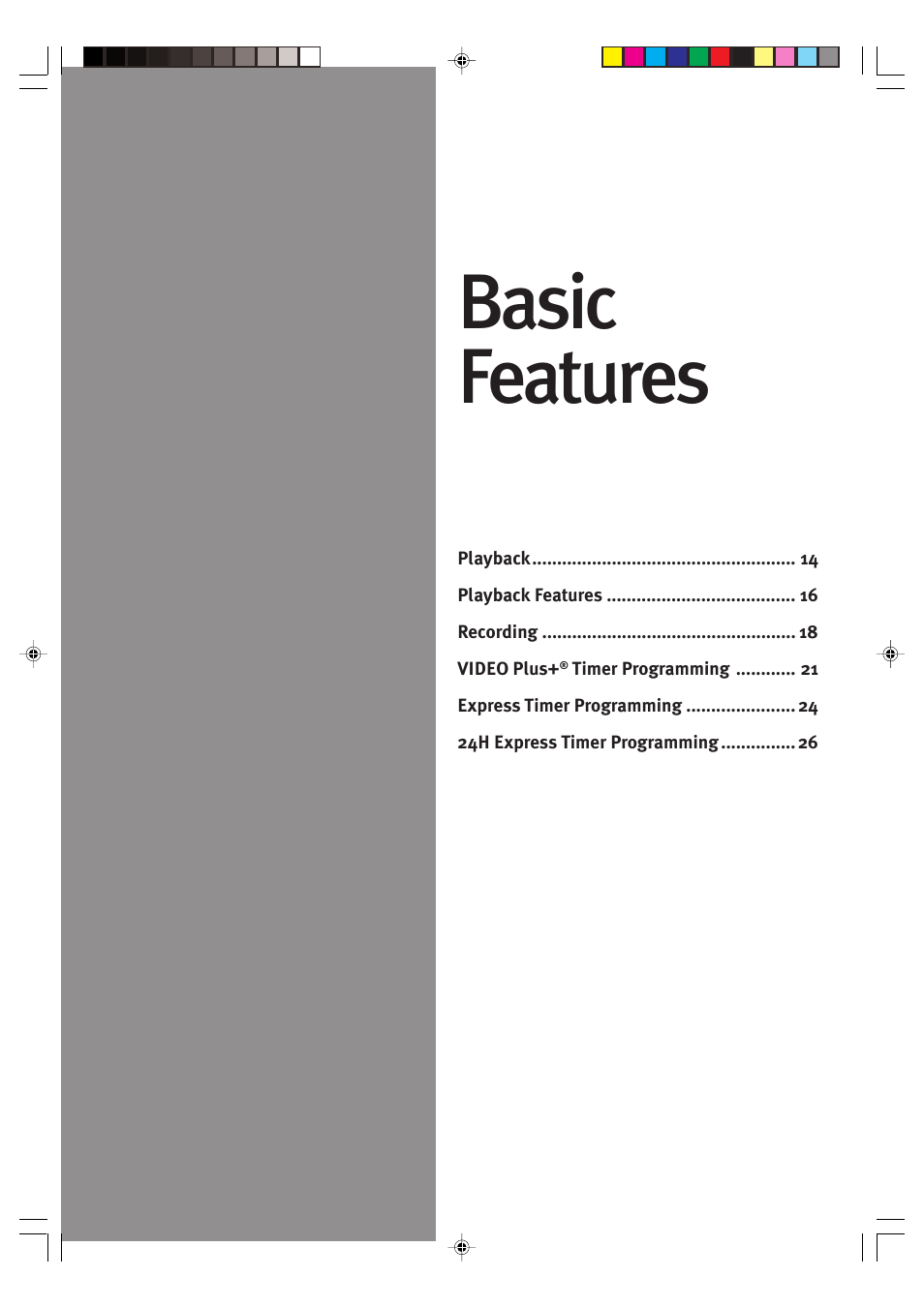 Basic features | JVC VIDEO PLUS HR-S6965EK User Manual | Page 13 / 60