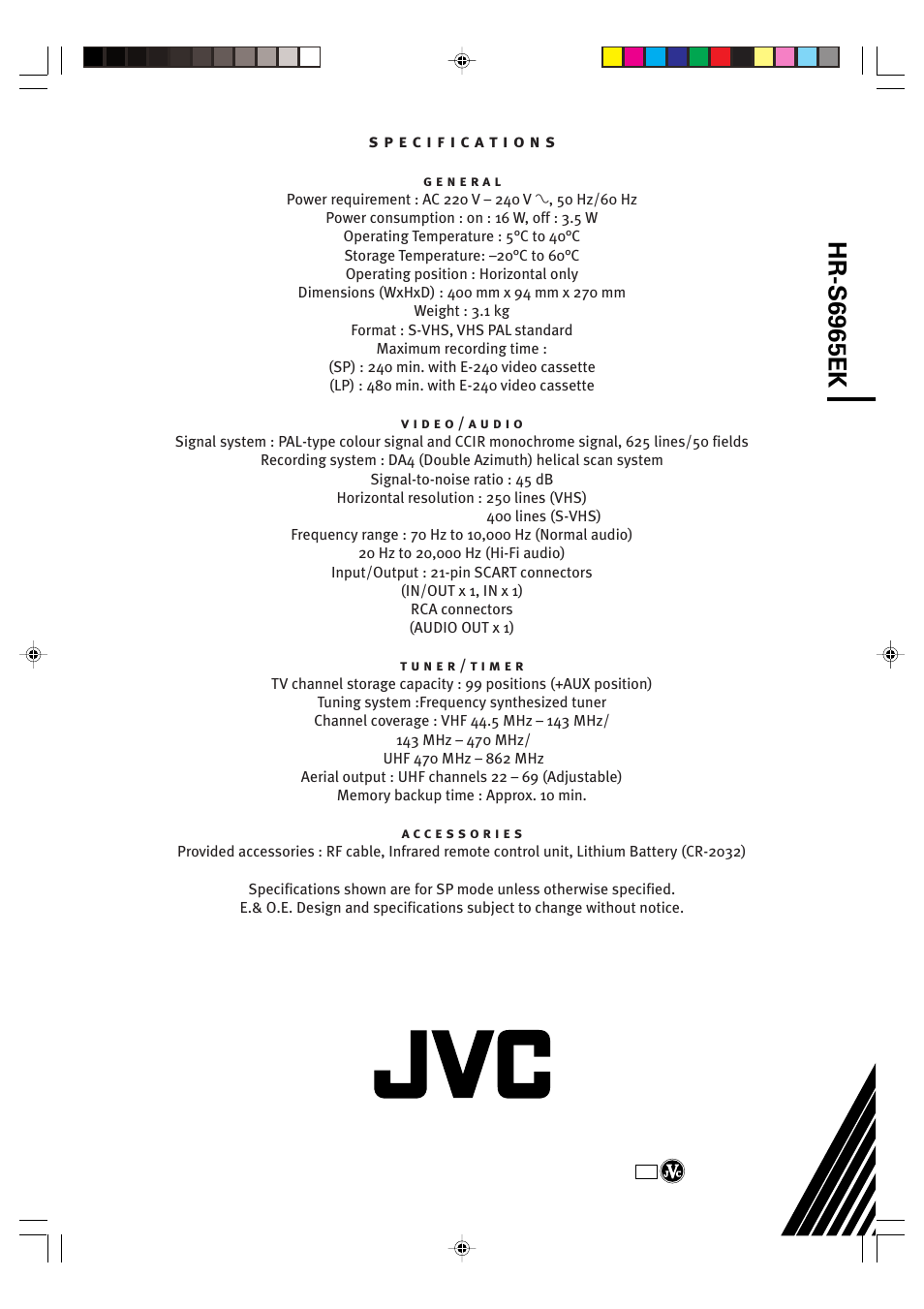 Hr-s6965ek | JVC VIDEO PLUS HR-S6965EK User Manual | Page 60 / 60