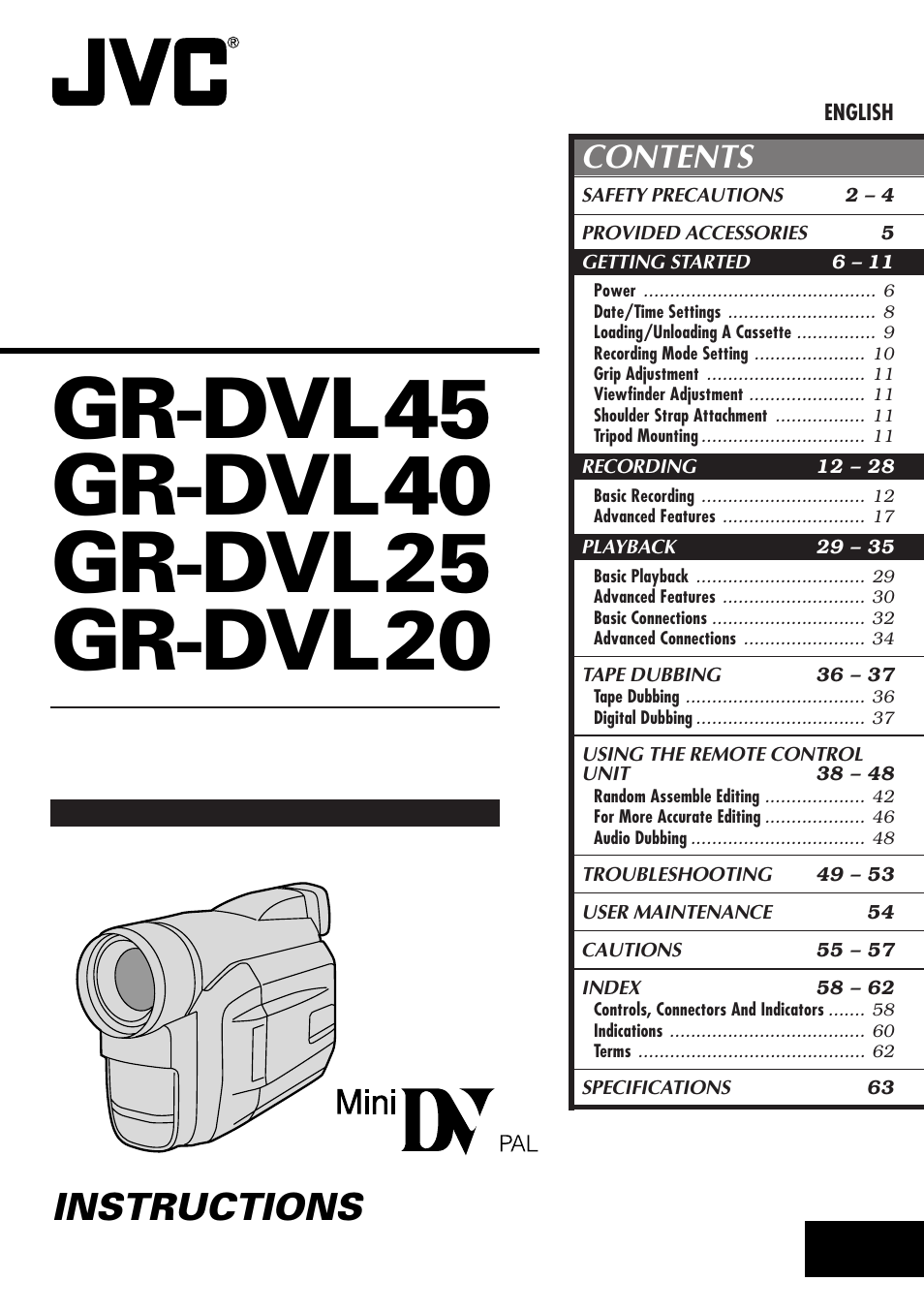 JVC GR-DVL25 User Manual | 64 pages