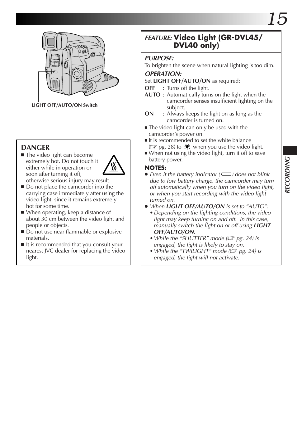 JVC GR-DVL25 User Manual | Page 15 / 64