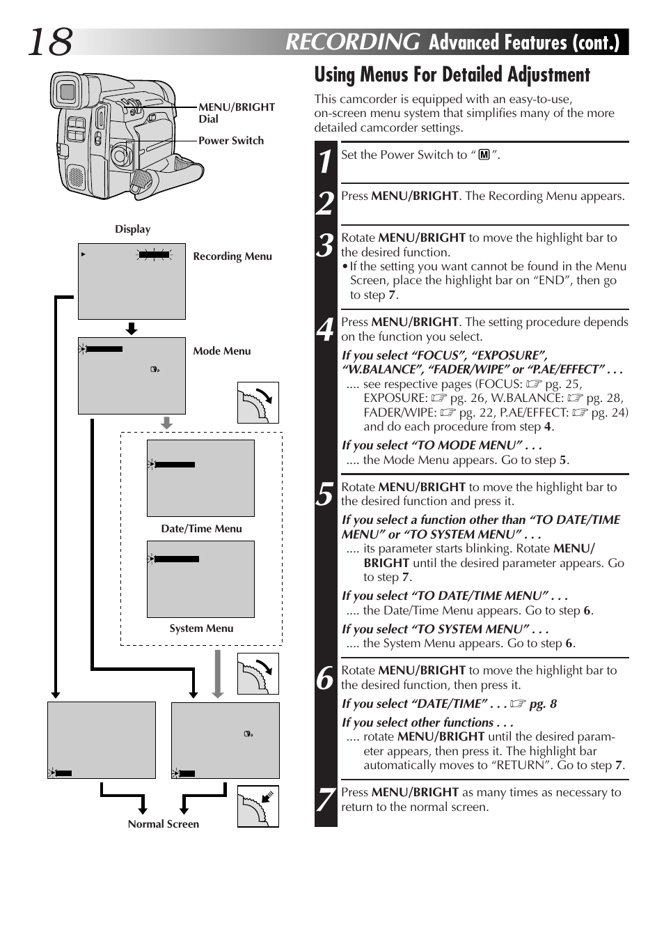 Recording | JVC GR-DVL25 User Manual | Page 18 / 64