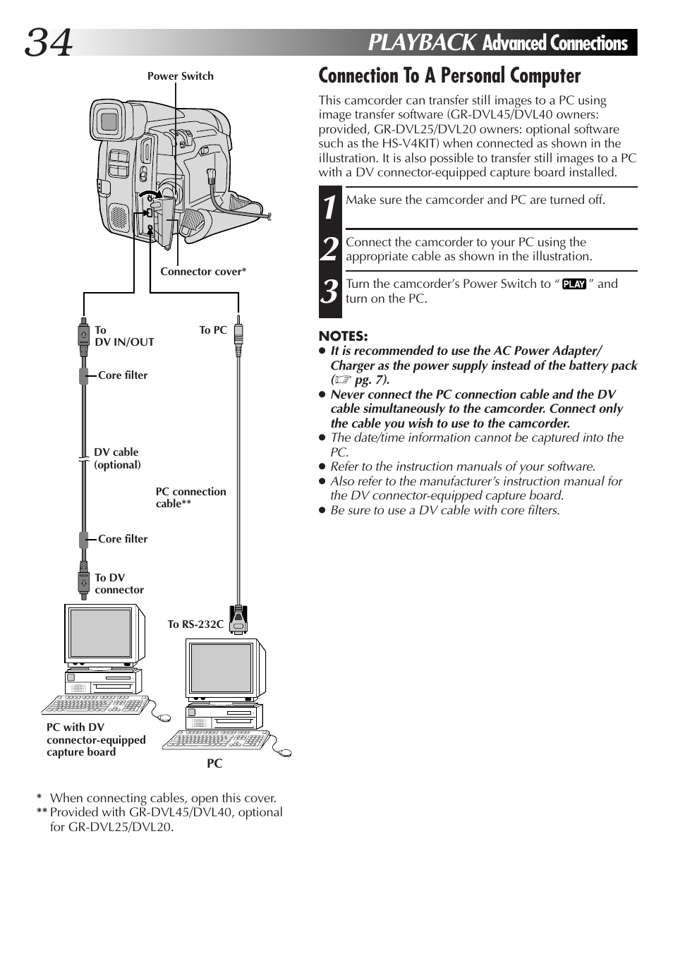 Playback | JVC GR-DVL25 User Manual | Page 34 / 64