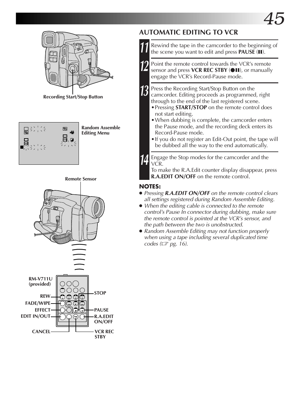 Automatic editing to vcr | JVC GR-DVL25 User Manual | Page 45 / 64