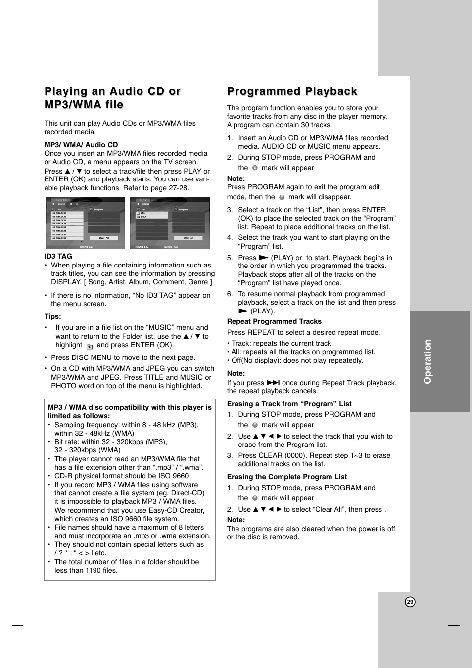 Playing an, Programmed playback, Operation | JVC HR-XVC41S User Manual | Page 29 / 37