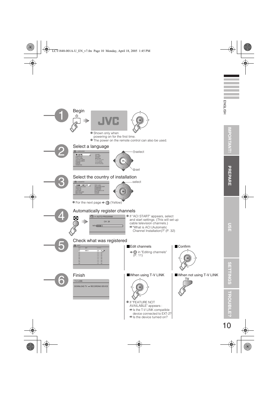 Finish | JVC DYNAPIX LT-32S60BU User Manual | Page 11 / 35