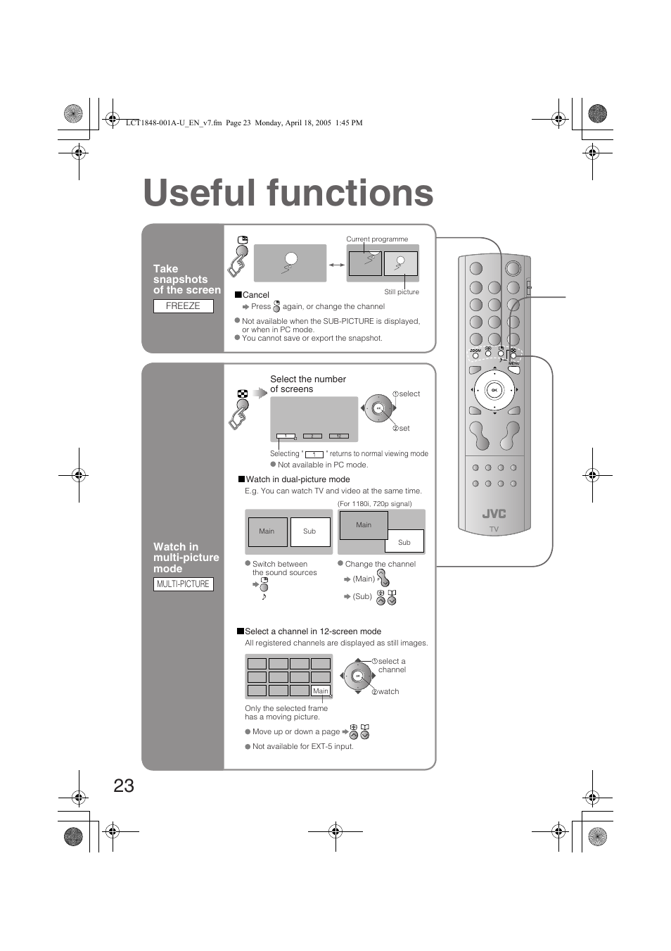 Useful functions | JVC DYNAPIX LT-32S60BU User Manual | Page 24 / 35