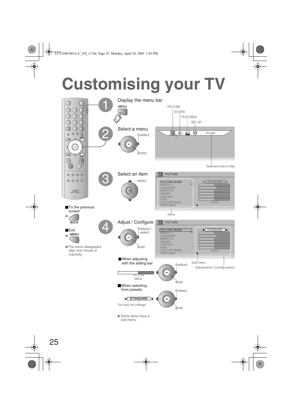Customising your tv | JVC DYNAPIX LT-32S60BU User Manual | Page 26 / 35