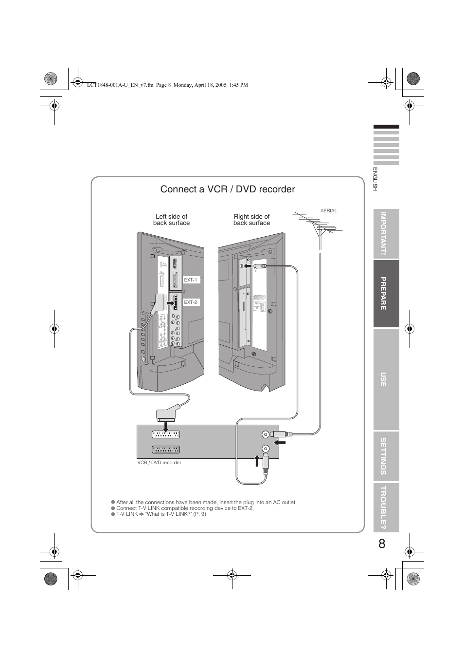 Connect a vcr / dvd recorder | JVC DYNAPIX LT-32S60BU User Manual | Page 9 / 35