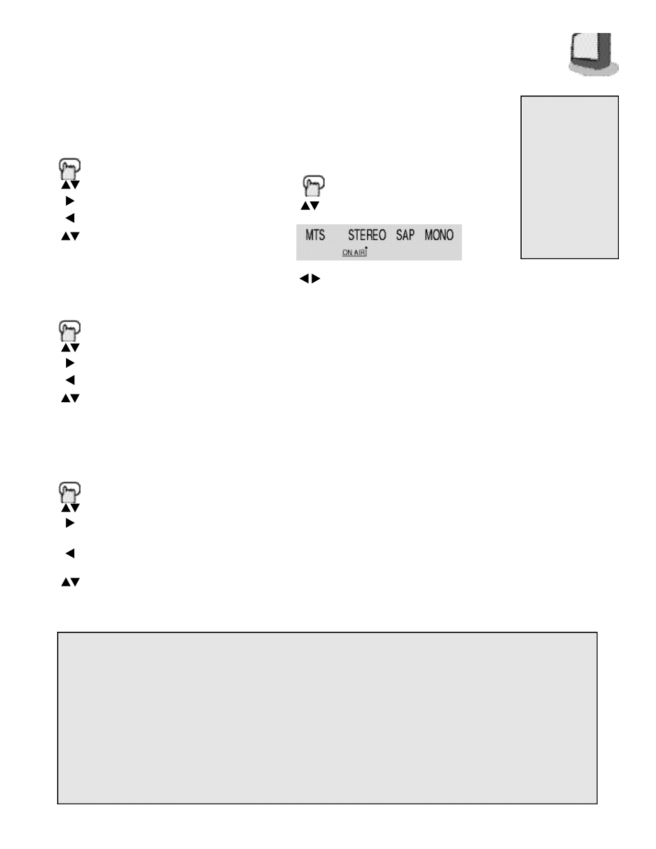 Mts (multi-channel television sound), Bass, Treble | Balance | JVC TV 20240 User Manual | Page 17 / 36