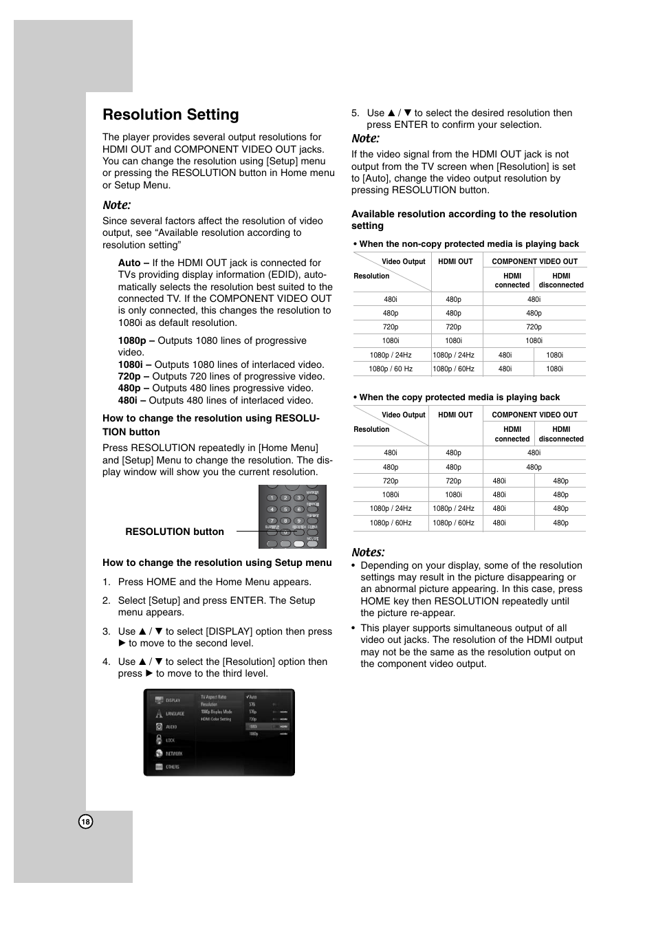Resolution setting | JVC SP-THBD50W User Manual | Page 18 / 48