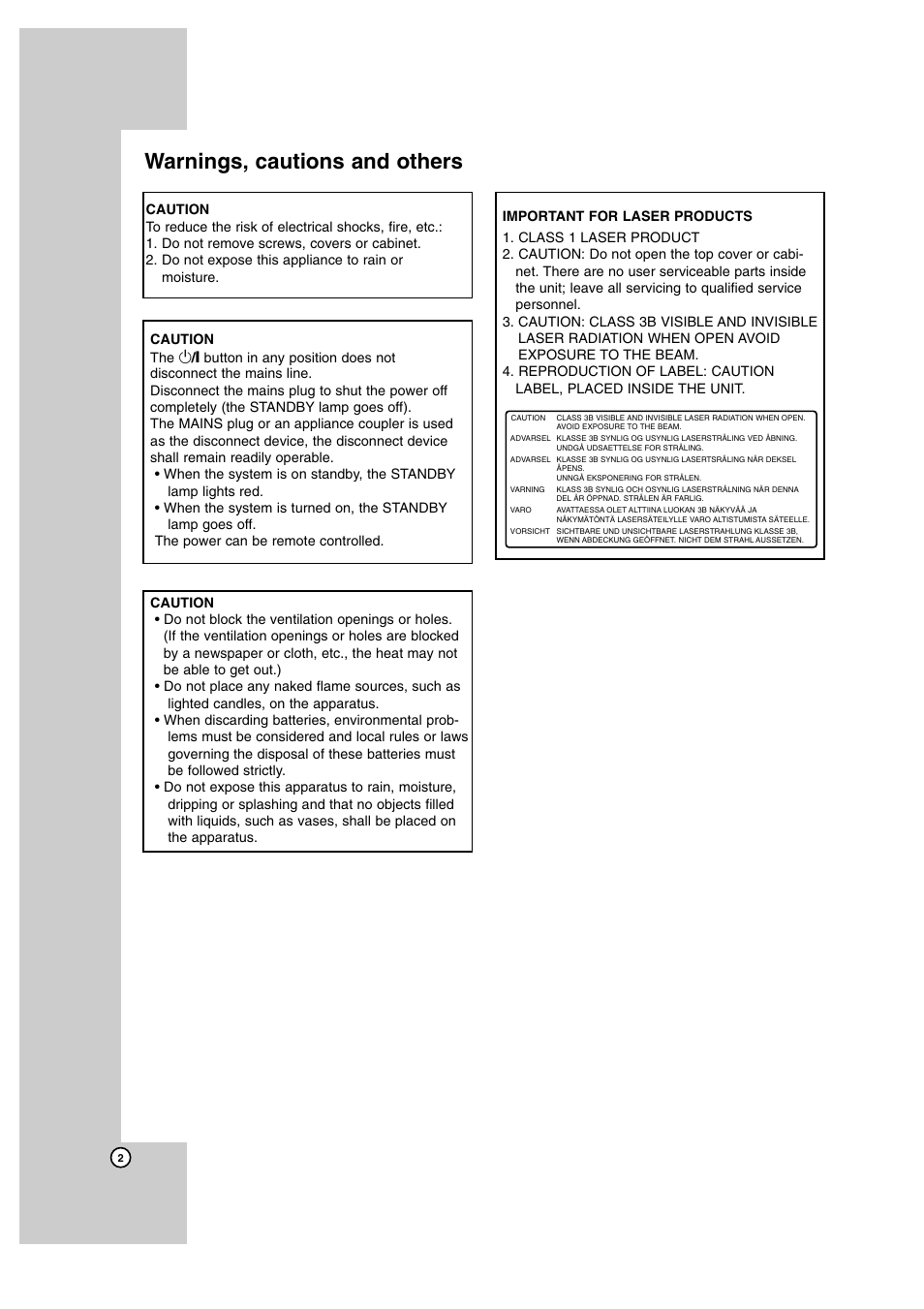 Warnings, cautions and others | JVC SP-THBD50W User Manual | Page 2 / 48