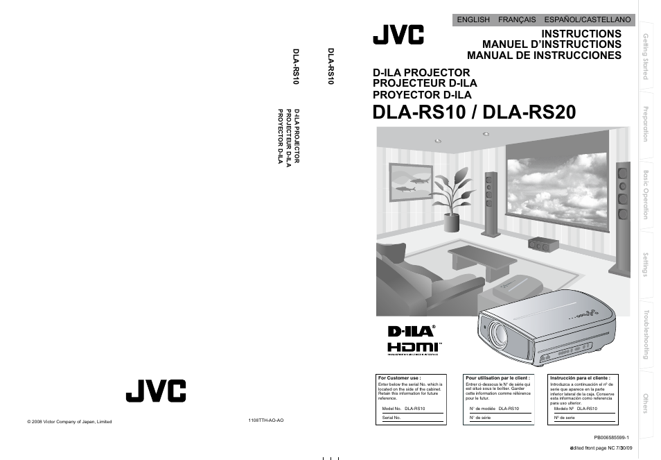 JVC DLA-RS0 User Manual | 120 pages