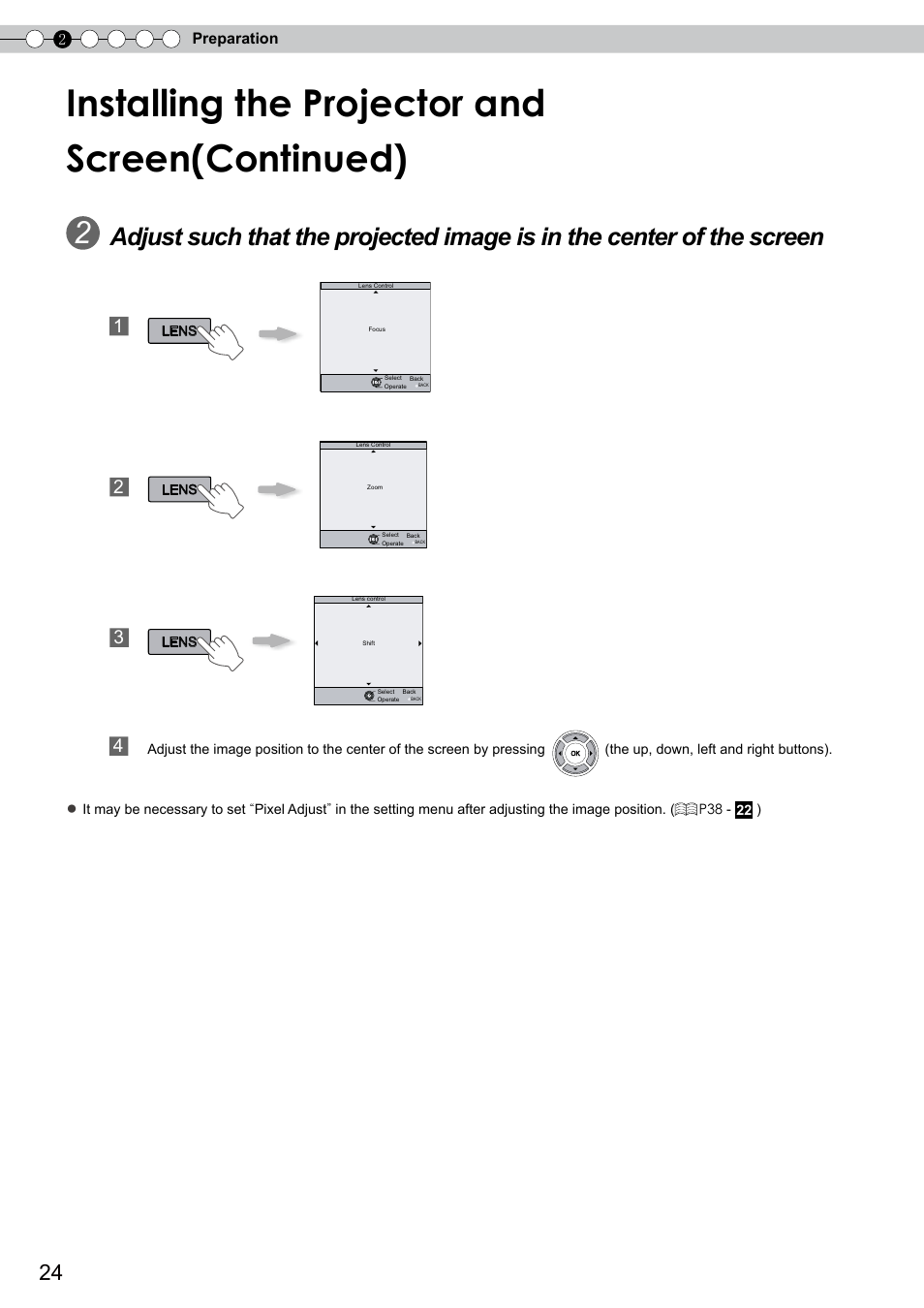 Installing the projector and screen(continued), Exit menu | JVC DLA-RS0 User Manual | Page 24 / 120