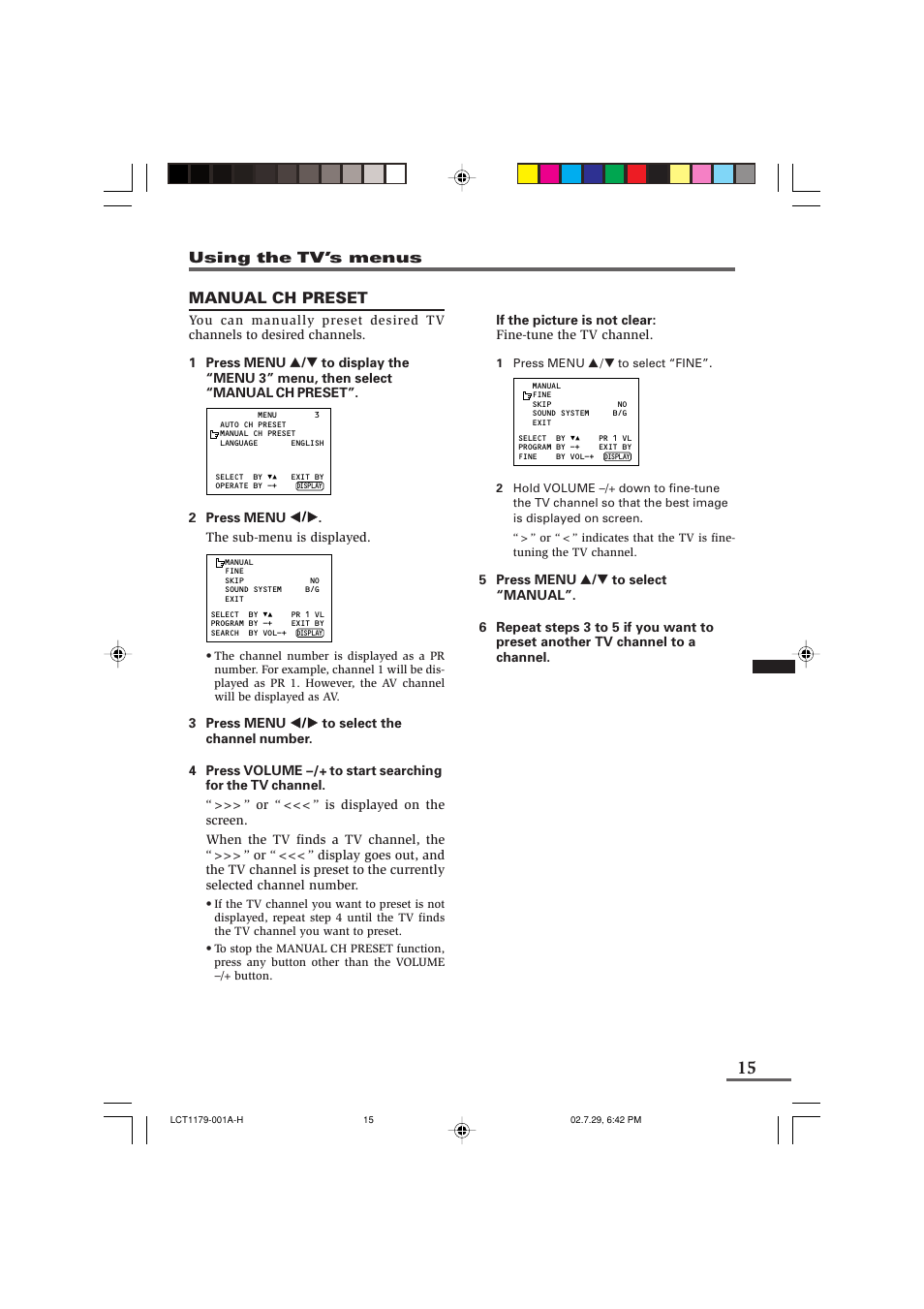 Manual ch preset | JVC LCT1179-001A-H User Manual | Page 15 / 46