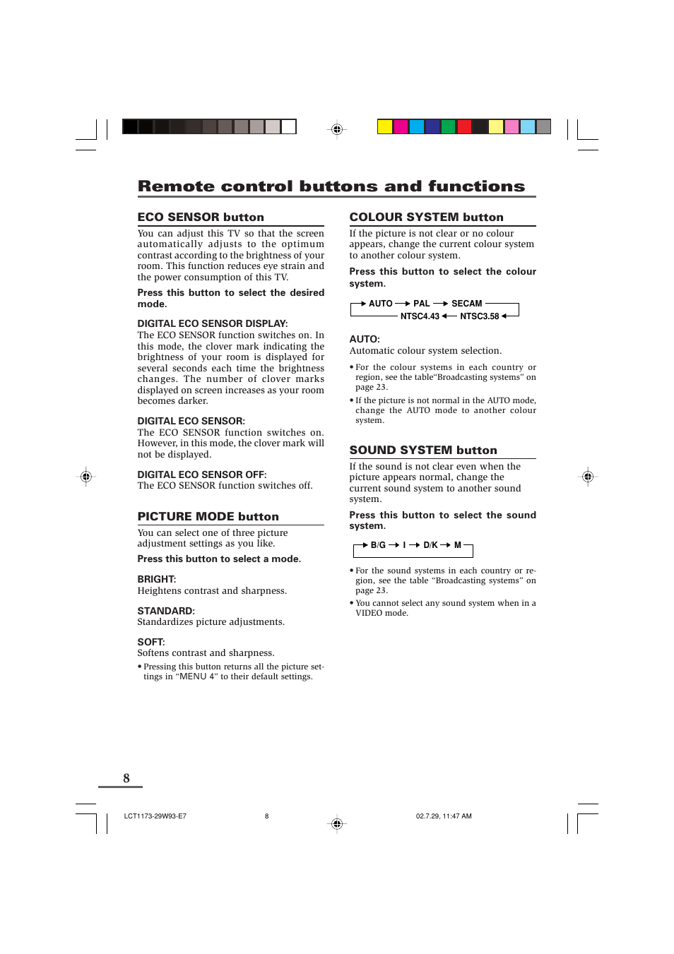 Remote control buttons and functions | JVC LCT1179-001A-H User Manual | Page 30 / 46