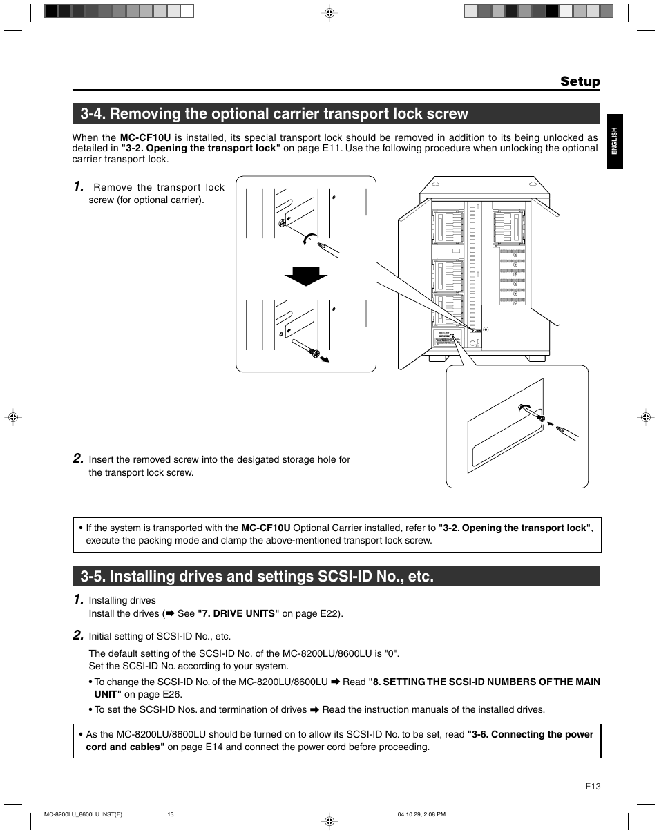 5. installing drives and settings scsi-id no., etc | JVC CD/DVD Library MC-8200LU User Manual | Page 14 / 138