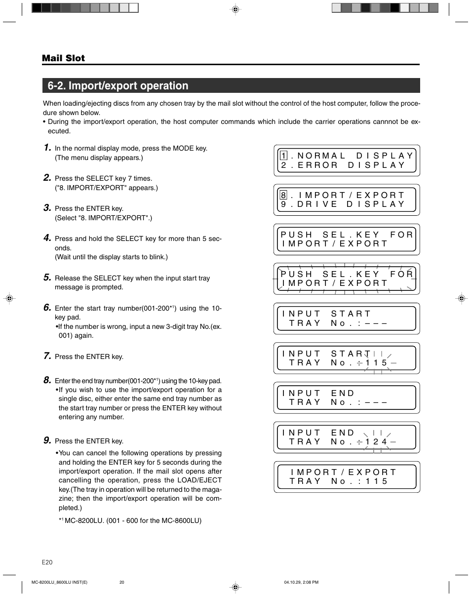 2. import/export operation | JVC CD/DVD Library MC-8200LU User Manual | Page 21 / 138