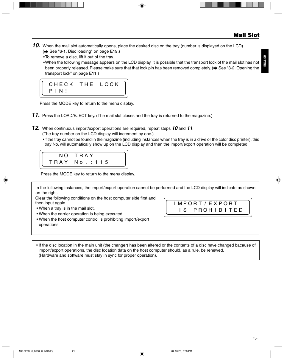 JVC CD/DVD Library MC-8200LU User Manual | Page 22 / 138