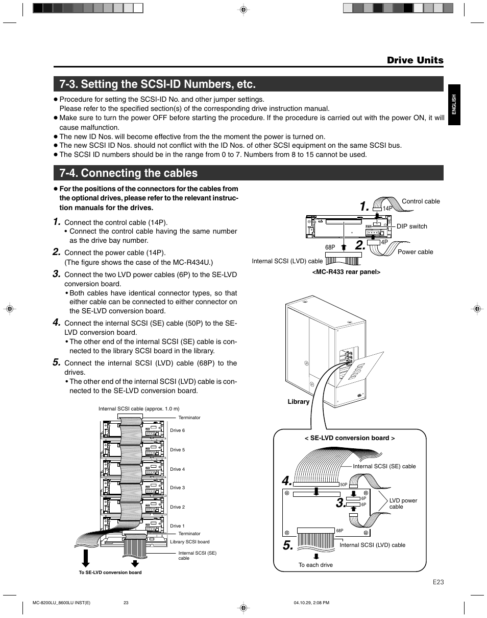 3. setting the scsi-id numbers, etc, 4. connecting the cables, Drive units | JVC CD/DVD Library MC-8200LU User Manual | Page 24 / 138