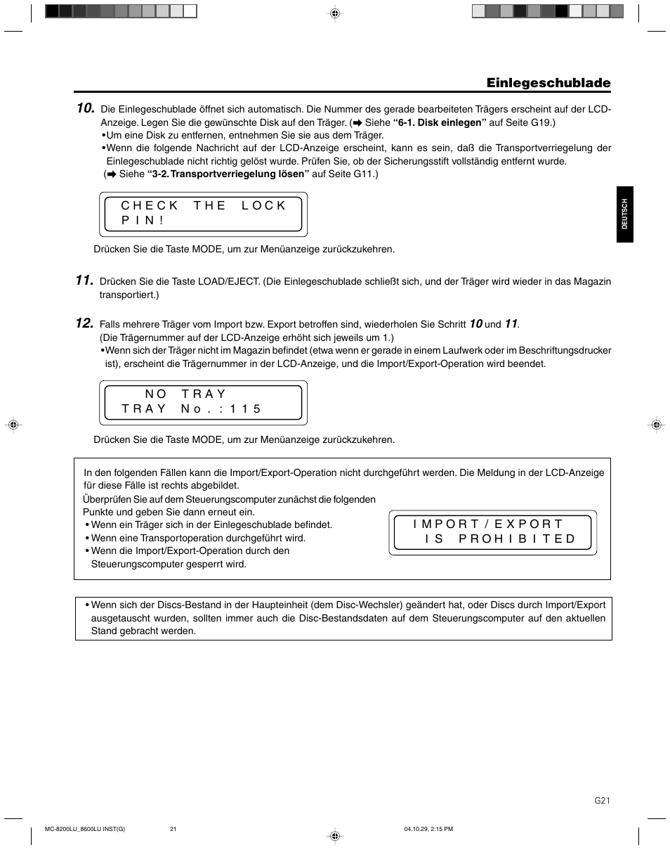 JVC CD/DVD Library MC-8200LU User Manual | Page 56 / 138