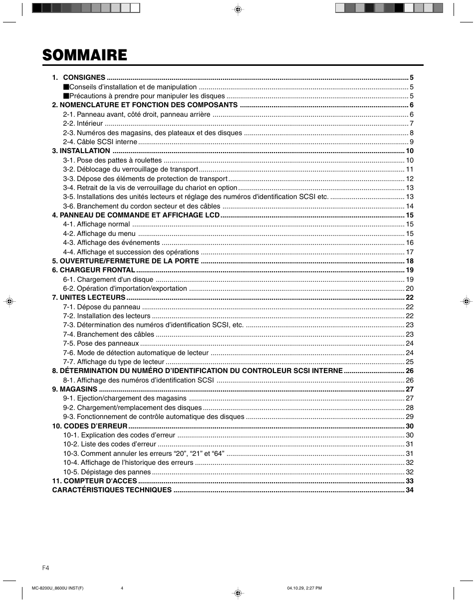 Sommaire | JVC CD/DVD Library MC-8200LU User Manual | Page 73 / 138