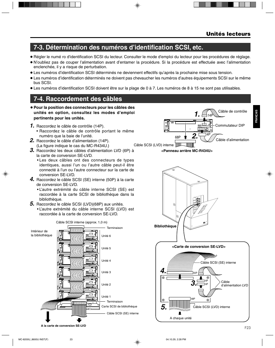 4. raccordement des cables, 4. raccordement des câbles, Unités lecteurs | JVC CD/DVD Library MC-8200LU User Manual | Page 92 / 138