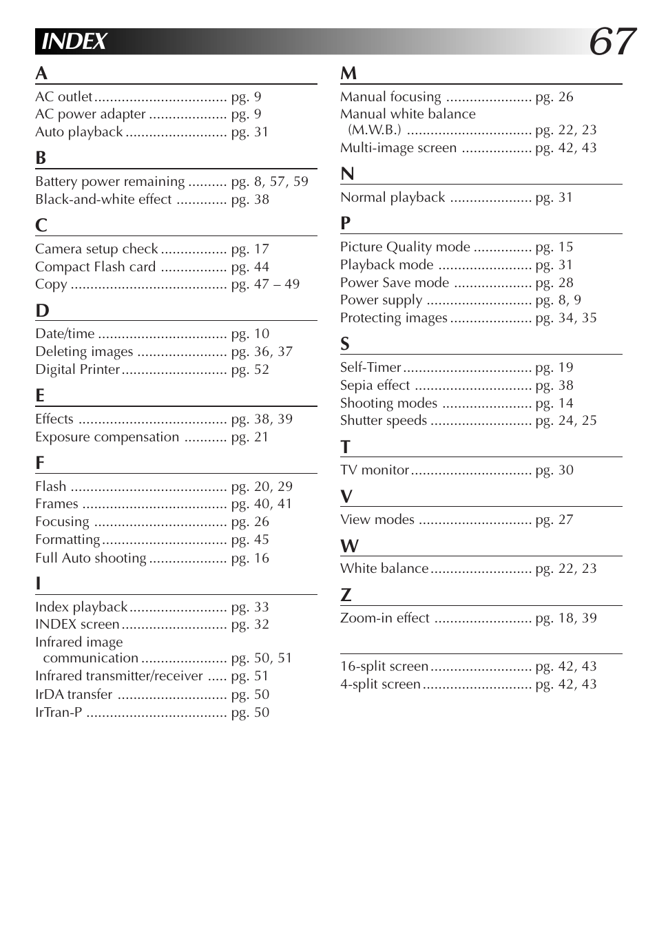 Index | JVC CompactFlash LYT0143-001A User Manual | Page 67 / 68