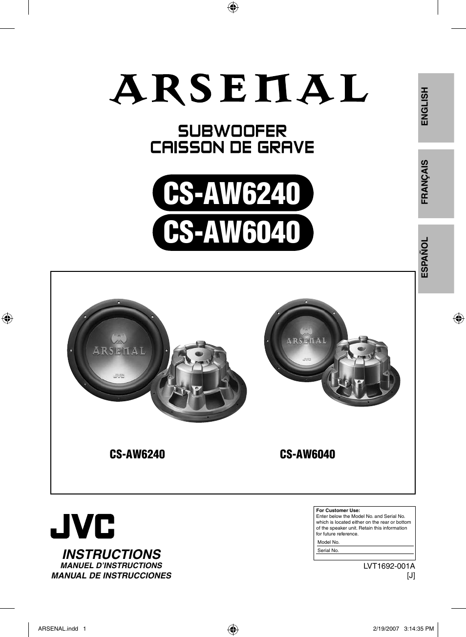 JVC CS-AW6240 User Manual | 20 pages