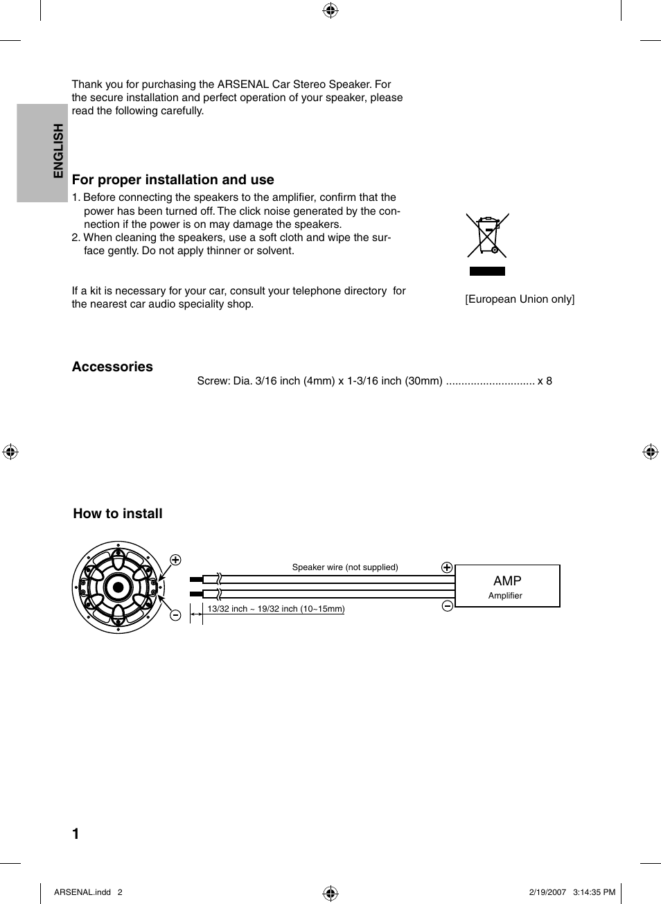 English, For proper installation and use, Accessories | How to install | JVC CS-AW6240 User Manual | Page 2 / 20