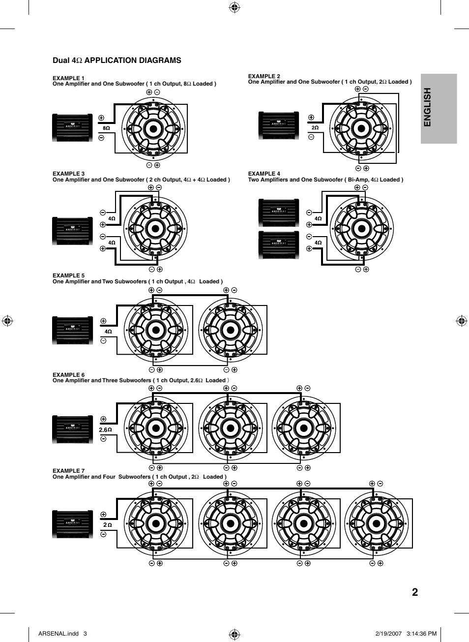 Dual 4ω application diagrams, English | JVC CS-AW6240 User Manual | Page 3 / 20