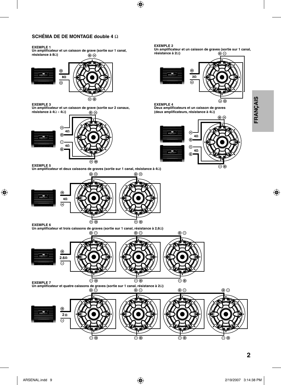 Schéma de de montage double 4 ω, Français | JVC CS-AW6240 User Manual | Page 9 / 20