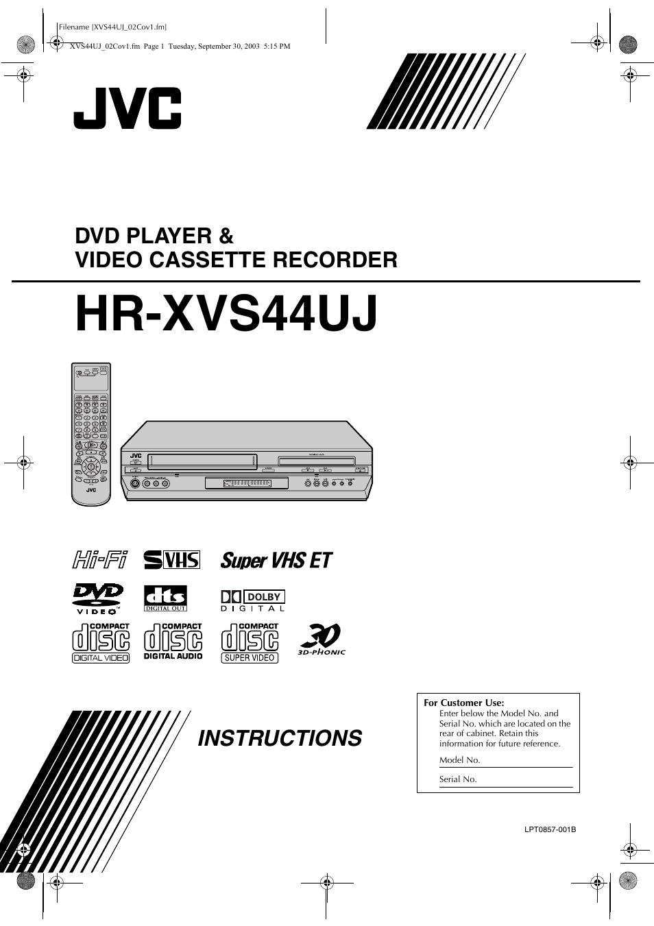 JVC HR-XVS44UJ User Manual | 92 pages