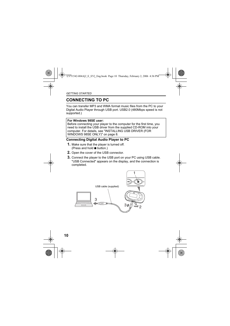 Connecting to pc | JVC XA-F57P User Manual | Page 10 / 44