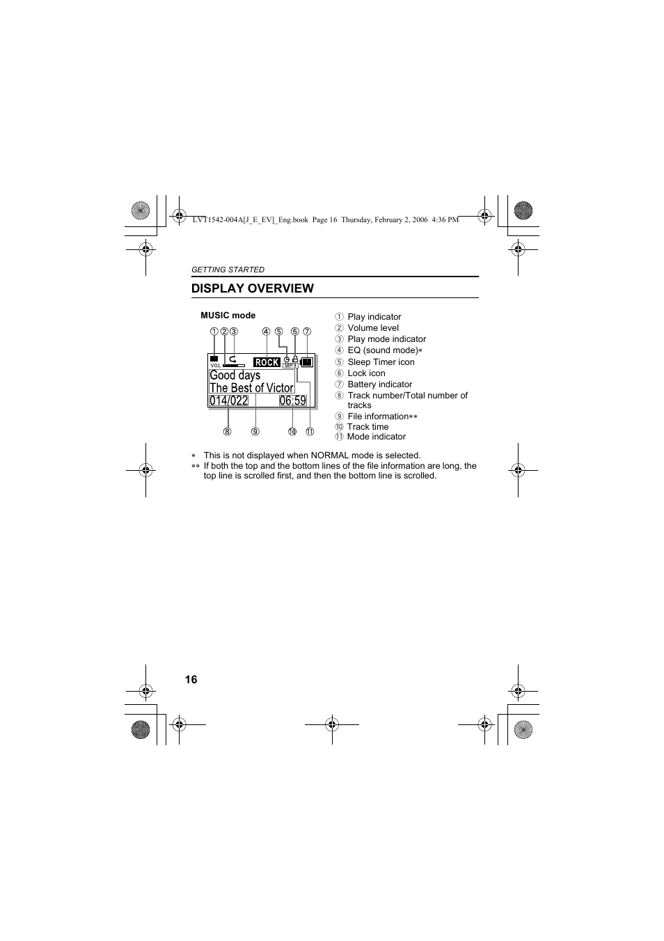 Display overview | JVC XA-F57P User Manual | Page 16 / 44