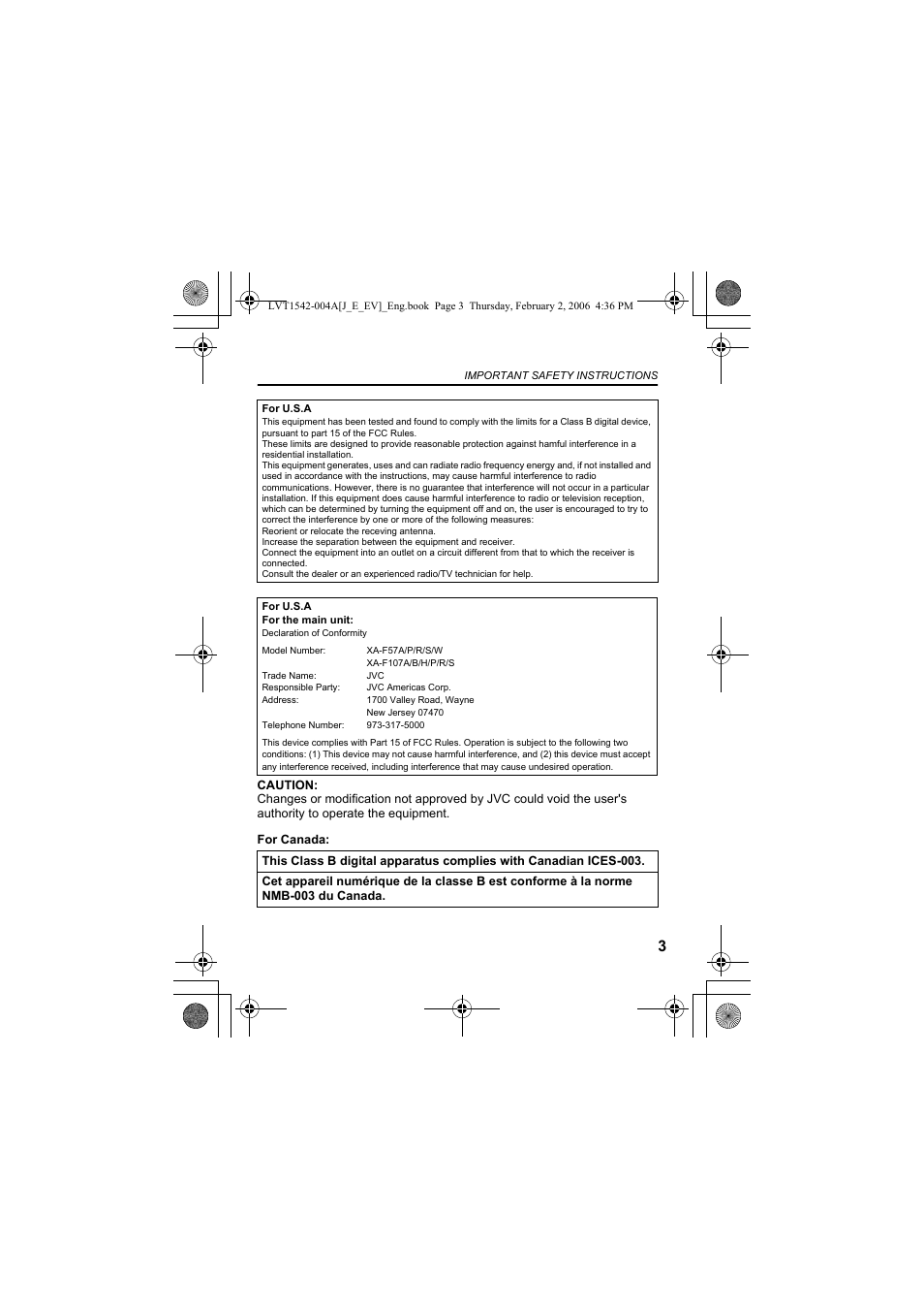 JVC XA-F57P User Manual | Page 3 / 44