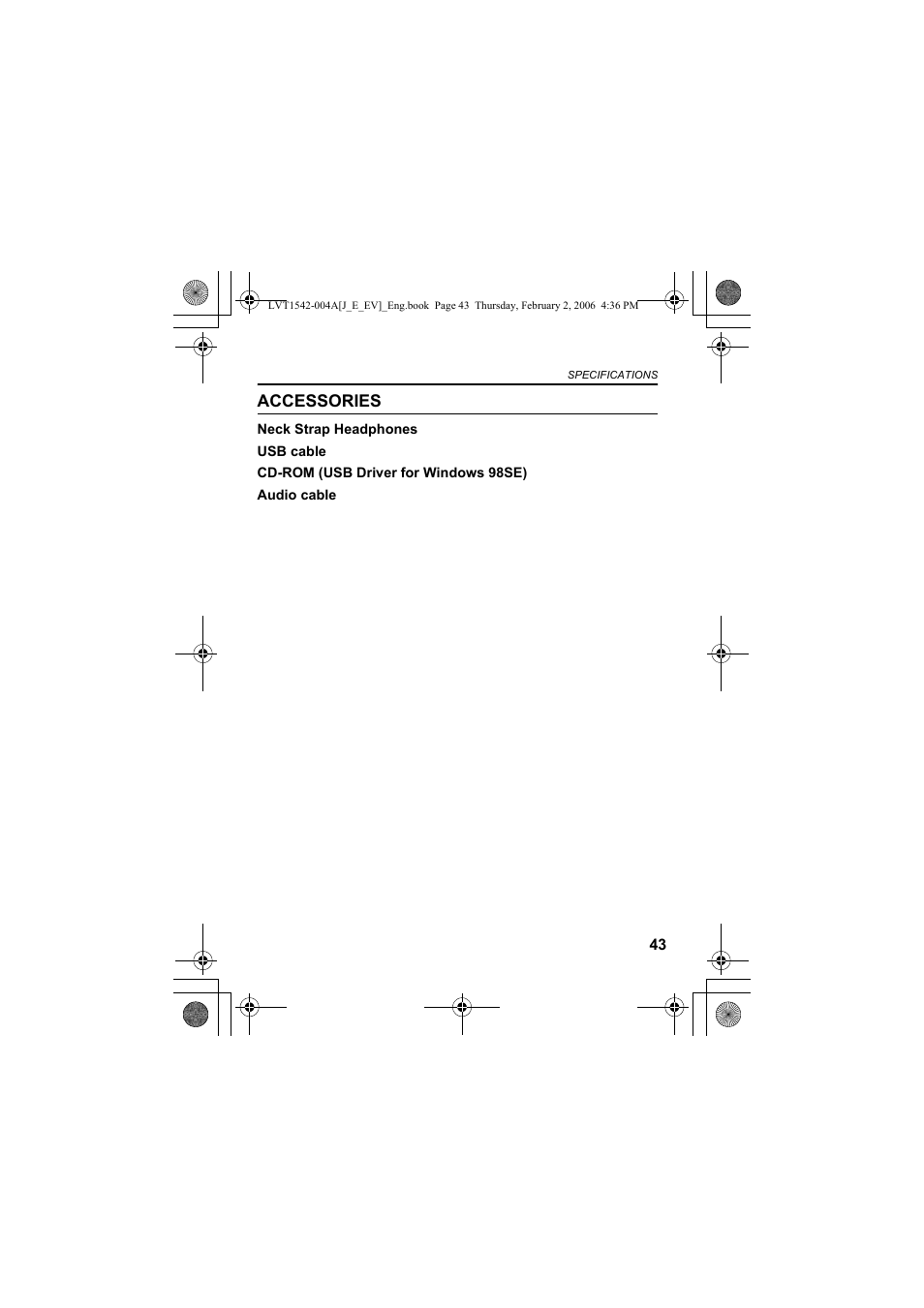 Accessories | JVC XA-F57P User Manual | Page 43 / 44