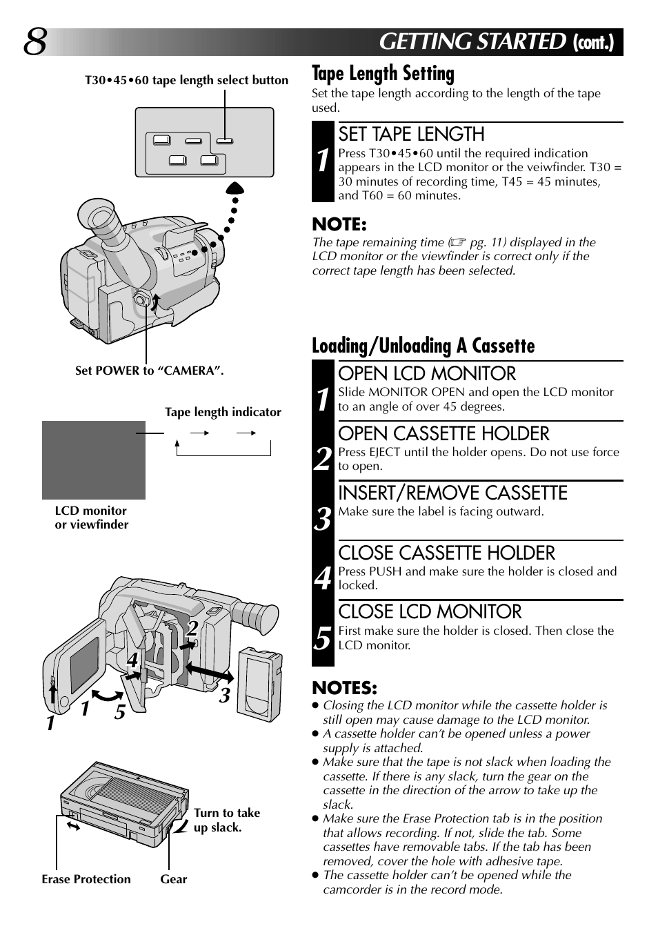 Getting started | JVC COMPACT VHS LYT0002-0N5A User Manual | Page 8 / 52