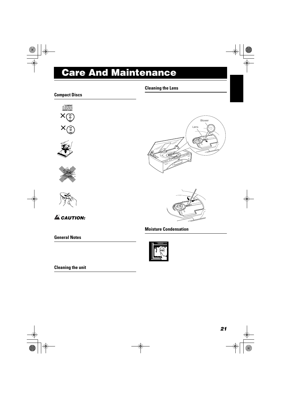 Care and maintenance | JVC FSSD1000CA User Manual | Page 25 / 52