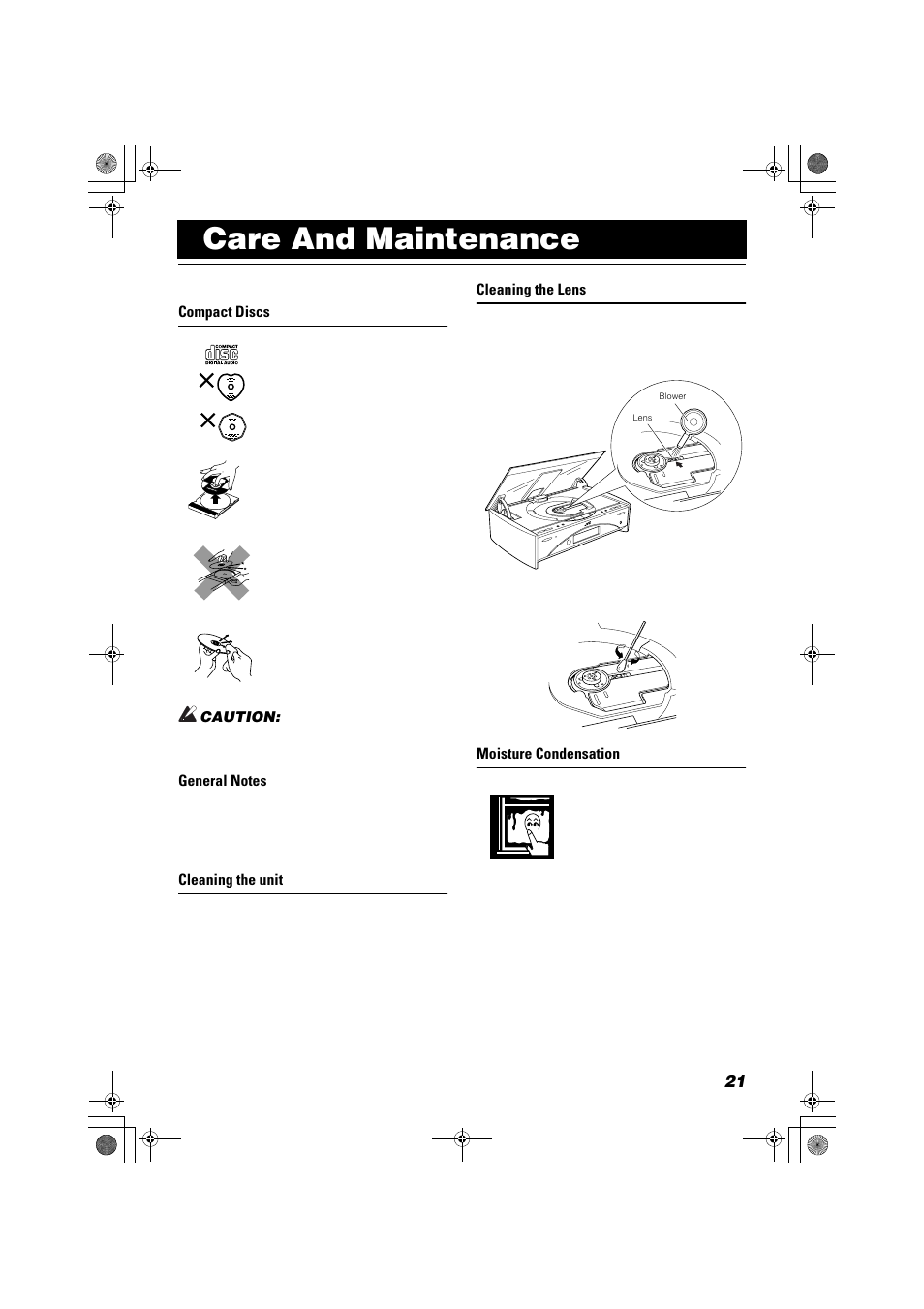 Care and maintenance | JVC FSSD1000CA User Manual | Page 51 / 52