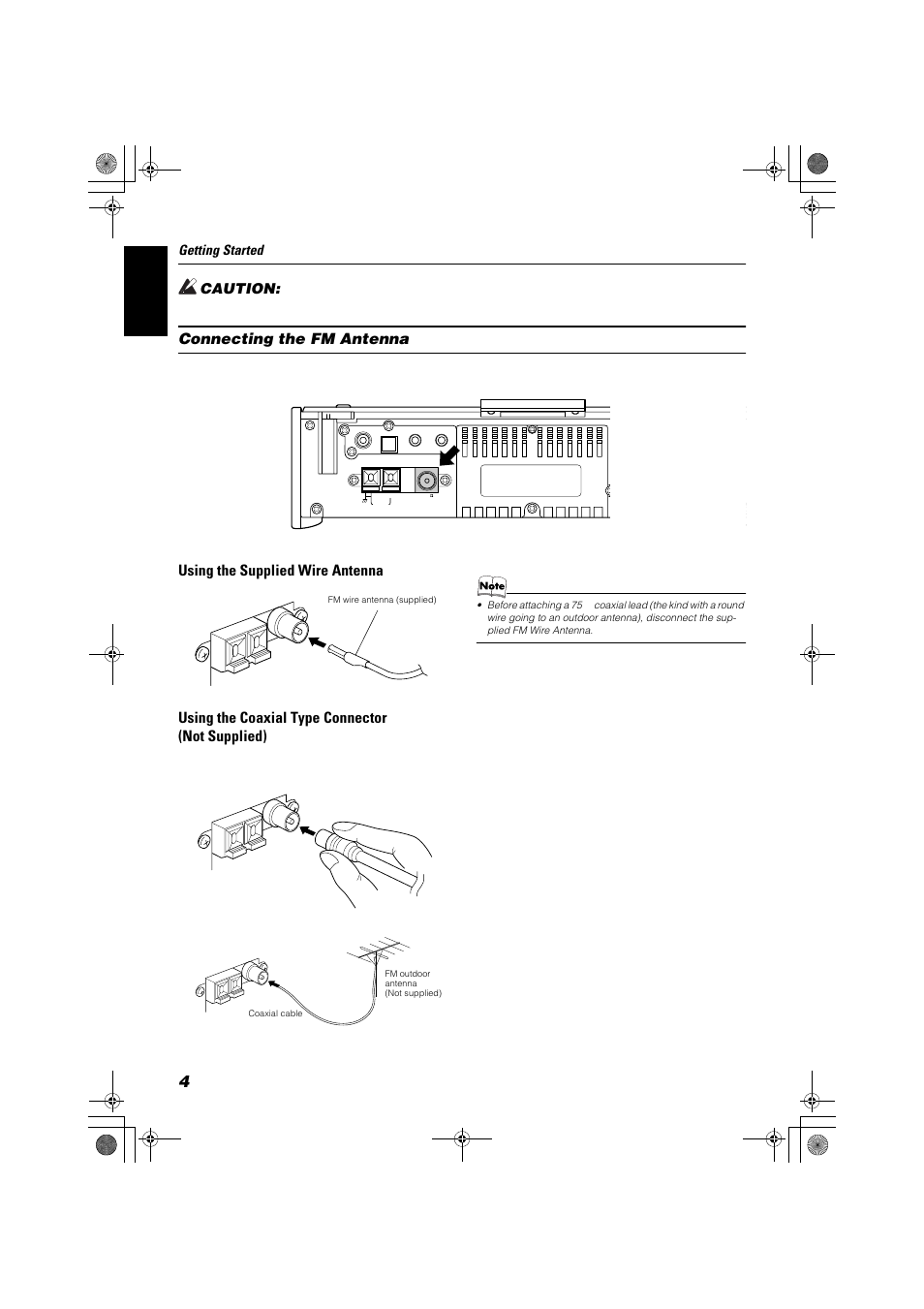 Getting started, Caution | JVC FSSD1000CA User Manual | Page 8 / 52