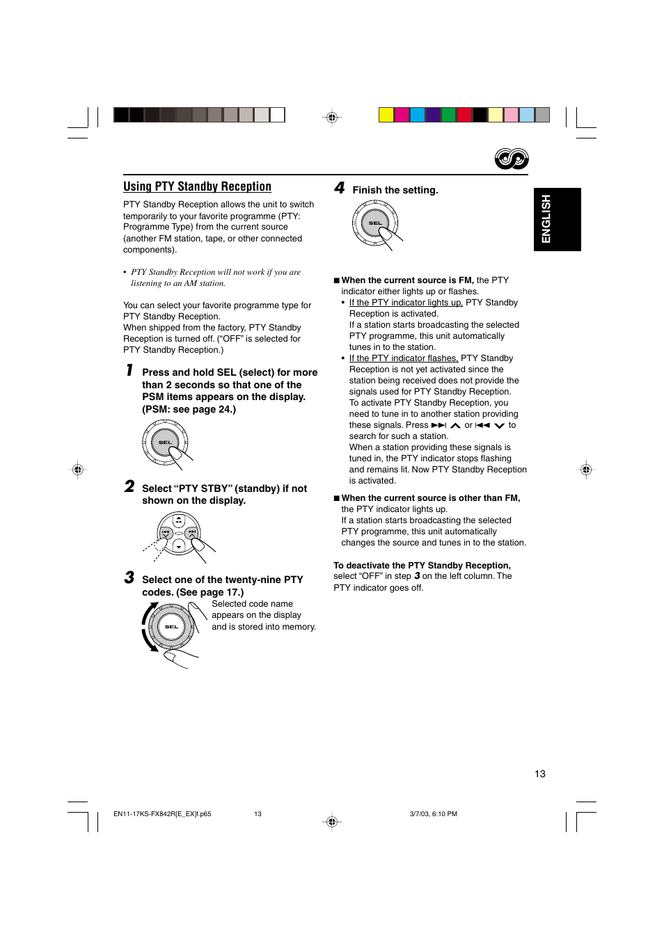 Using pty standby reception | JVC GET0140-001A User Manual | Page 13 / 46