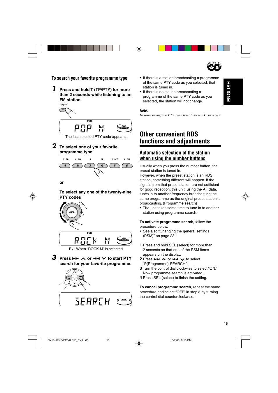 Other convenient rds functions and adjustments | JVC GET0140-001A User Manual | Page 15 / 46